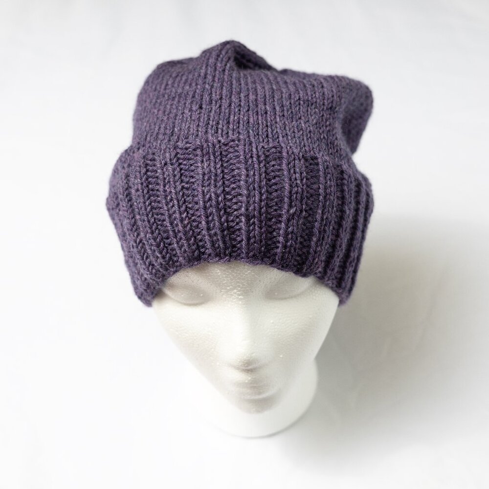 Women's Heathered Lavender Purple Hand Knit Slouchy Hat